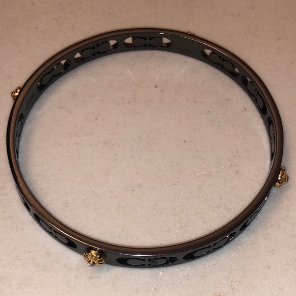 *RARE* COACH Signature C Two-Tone Bangle Bracelet Gunmetal & Gold - Picture 6 of 6